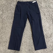 Men's 35x31.5 CINTAS Navy Twill Canvas Cargo Comfort Flex Pants 270-20 EXCELLENT