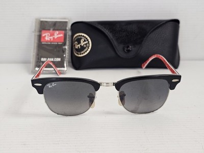 Ray-Ban Clubmaster RB3016 1016/GY Rare Prints Red White Text Script Italy 49mm