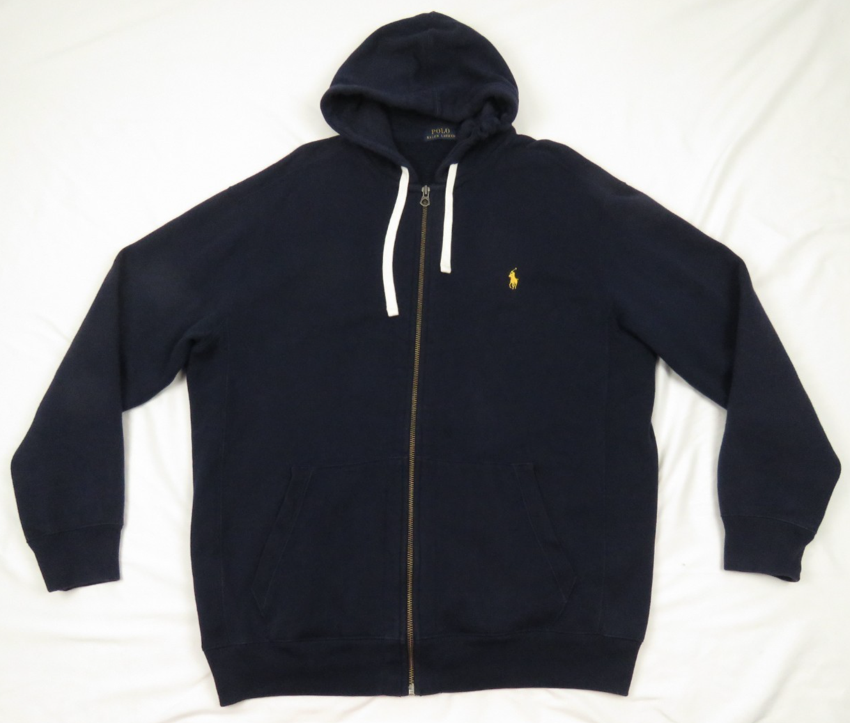 Ralph Lauren Polo Pony foderata in pile con cappuccio blu full zip felpa giacca XLT