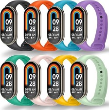8 Pack Sport Bands Compatible with Xiaomi Mi Band 9/8, TPU Waterproof Strap for