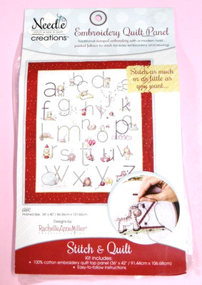 NEW Needle Creations ABC Embroidery Quilt Panel Kit Rachelle Anne Miller 34''x40''