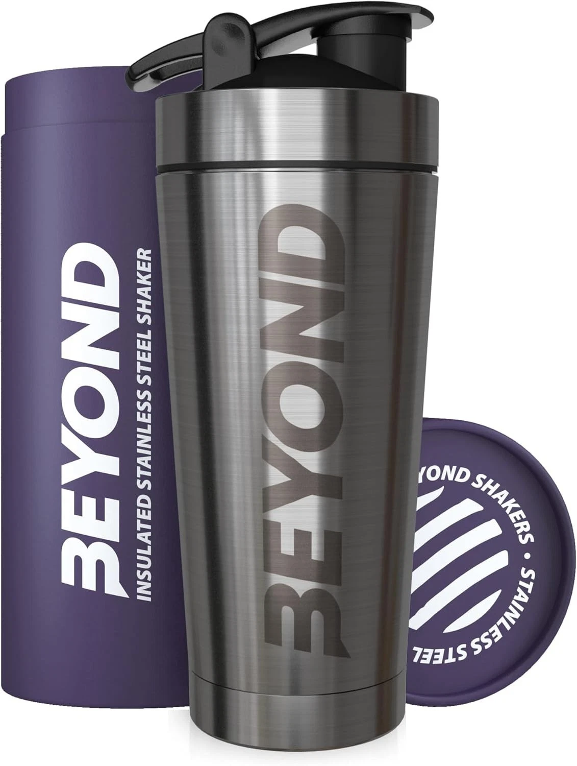 Beyond Shakers Insulated Metal Protein Shaker Stainless Steel Supplement Bottle
Opens in a new windo
