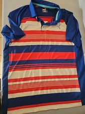 Puma Golf Men's Surf The Web Blue GoTime Road Map Golf Polo Large