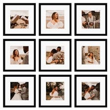 12x12 Picture Frame Set of 9, Display 8x8 or 12x12 Photos, Collage Gallery Wall