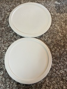 Two Corningware Replacement Lids - White/Round F-5-PC and F-1-PC  7403-PC