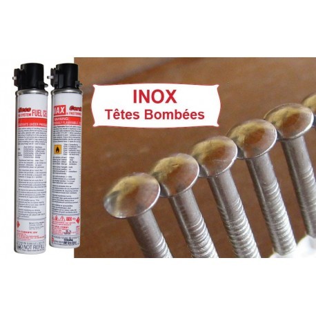 Pointes 20° inox annelées 2.8x50 boite de 2000 clous à gaz pour cloueur thermique de charpente