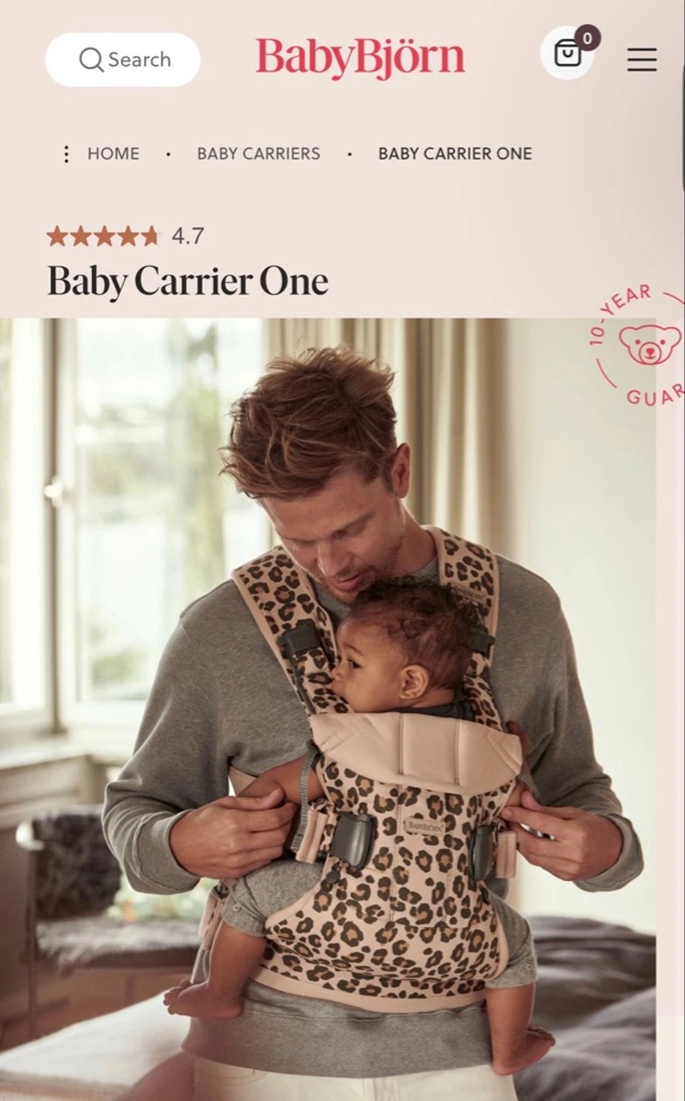 NWT BabyBjörn Baby Carrier One One Size Beige Brown Leopard Print