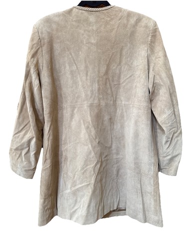 PAMELA MCCOY COLLECTIONS ZIP SUEDE JACKET Long BEIGE Large Excellent - Picture 5 of 9