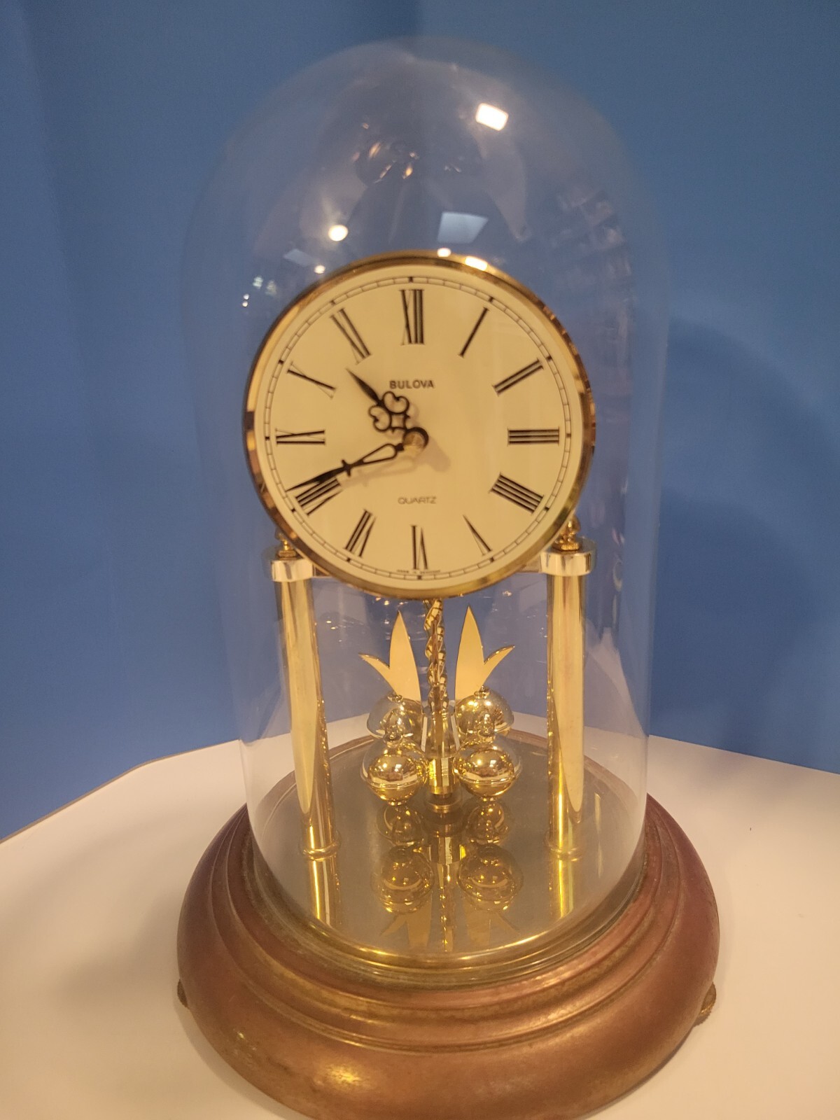 Bulova Glass Dome Table Clock Quartz Movement Tested Works eBay