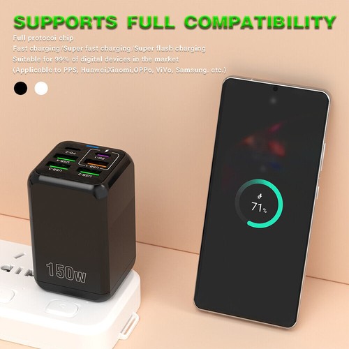 6-fach Schnellladegerät 150W Netzteil USB-C + USB-A Charger Mehrfach Stecker - Bild 8 von 10