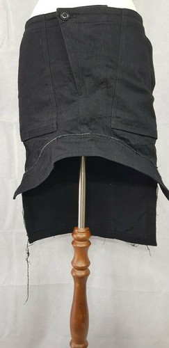 Y's by Yohji Yamamoto, Japanese Black Denim Raw Edge Mini/Maxi skirt, Size 2. - Picture 6 of 12