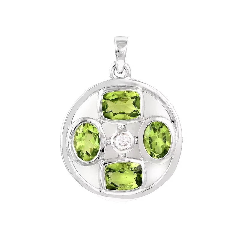Peridot White Gold Natural Fashion Necklaces & Pendants