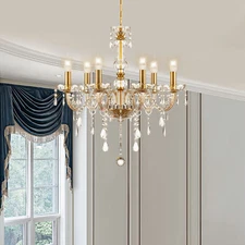 Modern Crystal Ceiling Light Fixture E12 Candle Chandelier Lighting Pendant Lamp