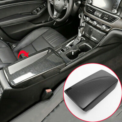 Carbon Fiber Center Console Armrest Box Panel Cover For Honda Accord 2018-2020