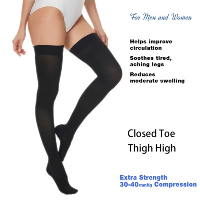 Thigh High Compression Stockings 30-40 mmHg Medical Surgical Socks Varicose Vein