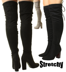 stretchy suede boots