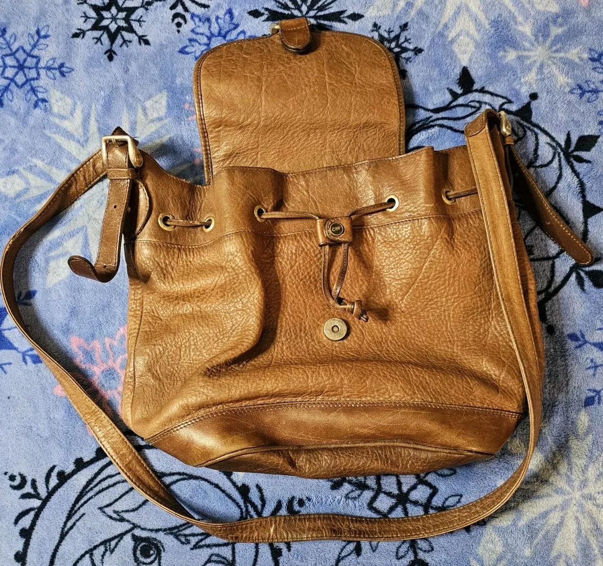 Vintage CW Marianelli Made in Italy Brown Leather Drawstring 