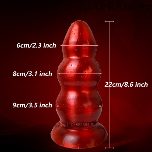 Red Huge Pull Bead Anal Plug Dildo Big Ass ButtPlug Suction Cup Anal Sex Toys - Picture 15 of 30