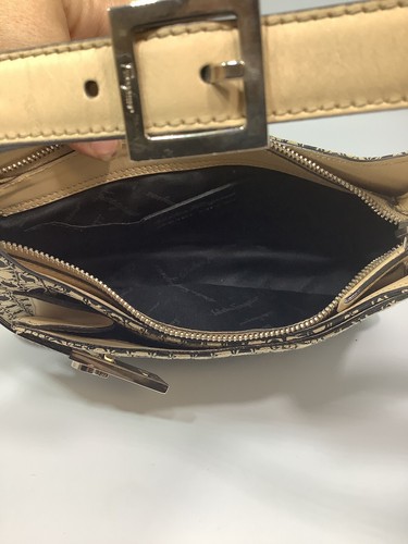 Salvatore Ferragamo Italian Made Leather Canvas Handbag AG-21 0809 - Picture 8 of 13