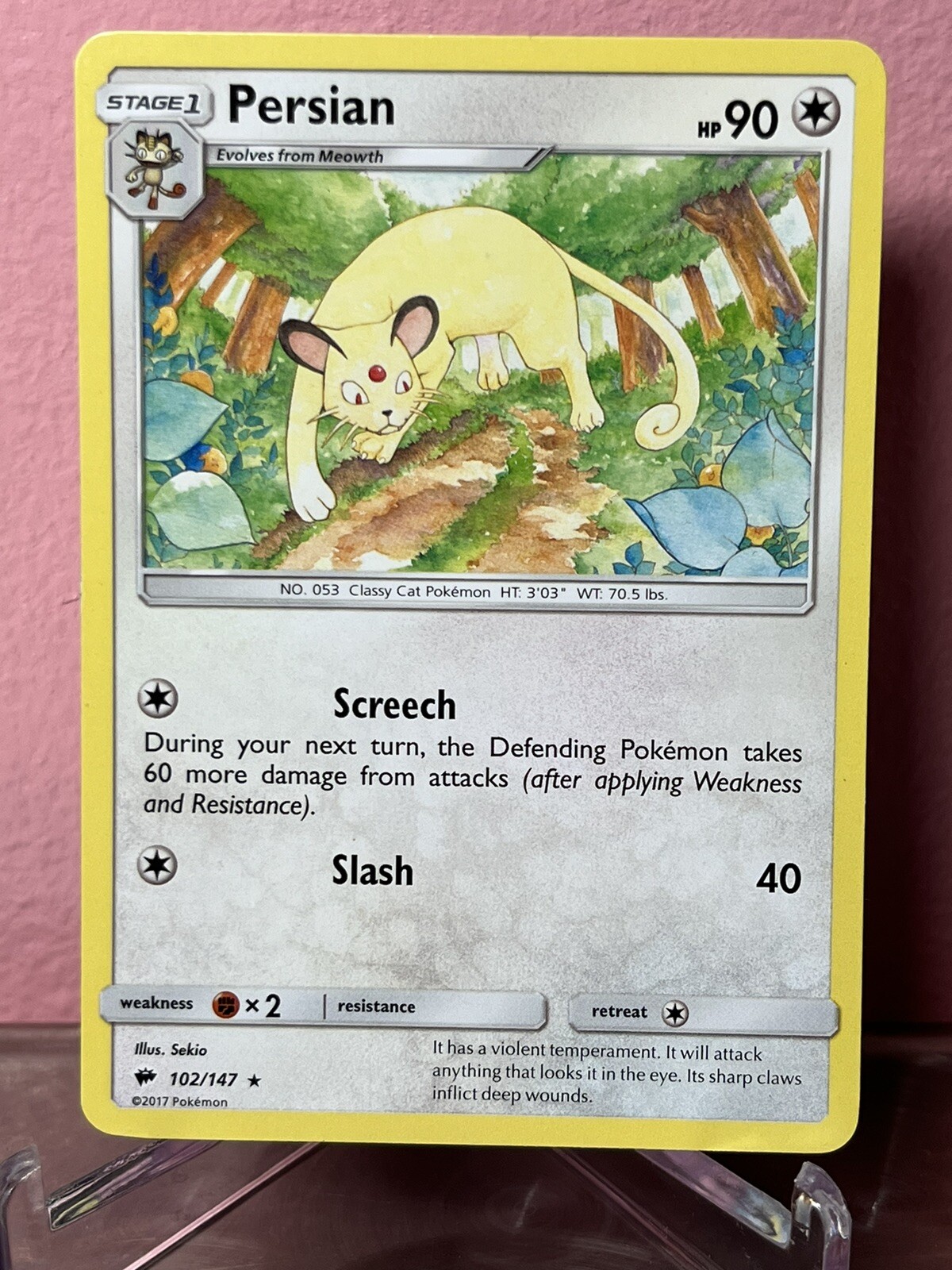 Pokémon TCG Persian Burning Shadows 102/147 Regular Rare