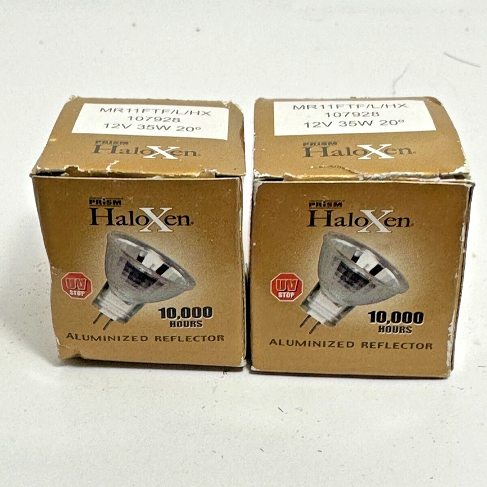 2pc Halco Haloxen MR11 MR11FTF/L/HX 12V 35W 20º Aluminized Reflector Prism - Image 2 of 3