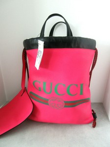 gucci print leather backpack