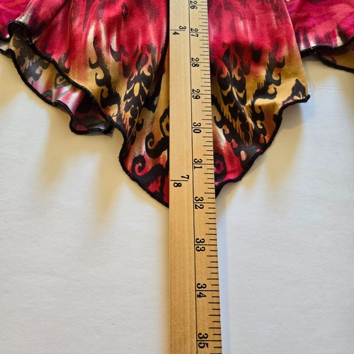 Fashion Bug Elastic Waist Aztec Multi Red Handkerchief Skirt Beaded Belt Sz 2X - Picture 6 of 12