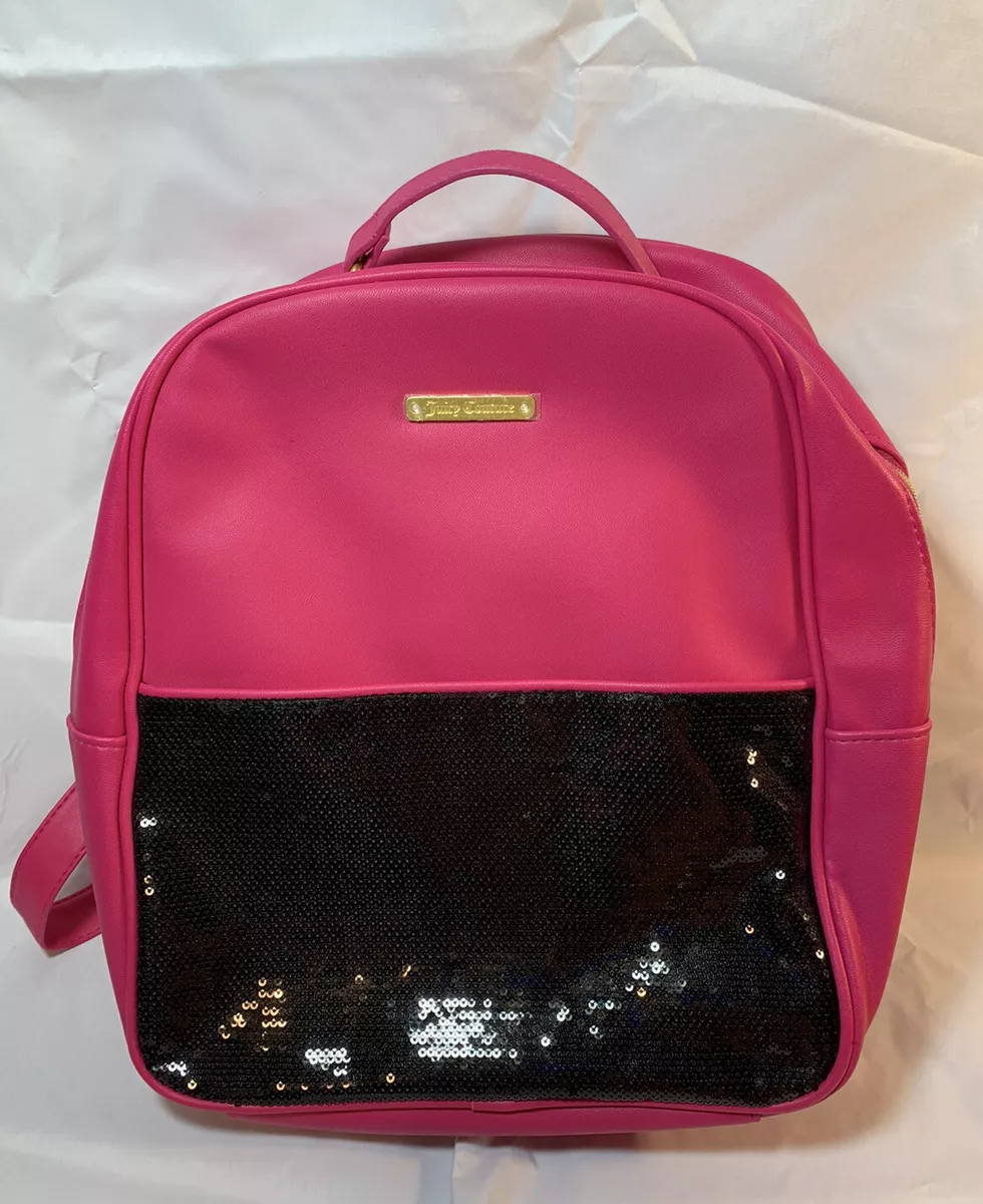 Juicy Couture Backpack Pink PVC with Black Sparkle Sequins