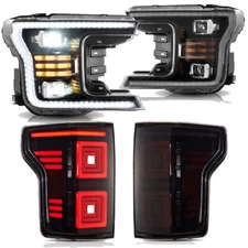 VLAND Black Headlights+Smoked Tail lights For Ford F-150 2018-20 LED Lampa 4PCS