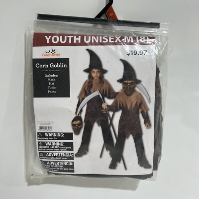 FARM CORN GOBLIN  HALLOWEEN COSTUME UNISEX SIZE MEDIUM (8) *SCARECROW * NIP