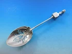 Bust by Gorham Sterling Silver Ice Spoon Brite-Cut Lotus with 2 Medallions 9"