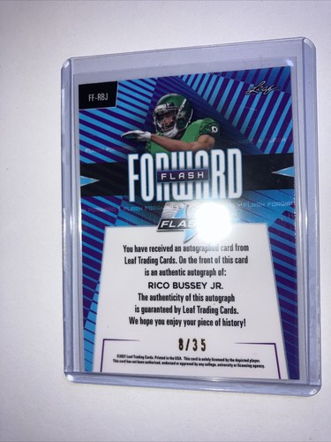 2021 Leaf Flash Football Forward Rookie Auto FF-RBJ RICO BUSSEY JR RC /35 - Picture 3 of 5