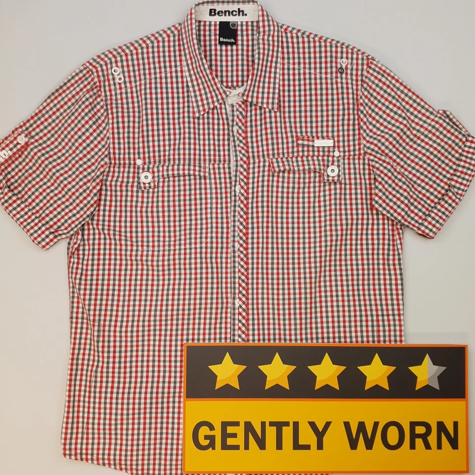Bench Short Sleeve Shirt XL (SNUG) Slim Fit Red Mens Short Sleeve Check - Image 2 of 4