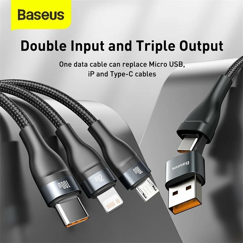 Baseus 100W 5in1 USB C Kabel Schnell Handy Ladekabel Für iPhone 15 Samsung S21 - Bild 3 von 4