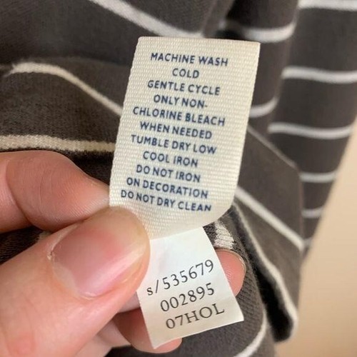 Polo Old Navy Manica Lunga Marrone Bianco Righe Orizzontale Casual Uomo Large - Foto 8 di 8