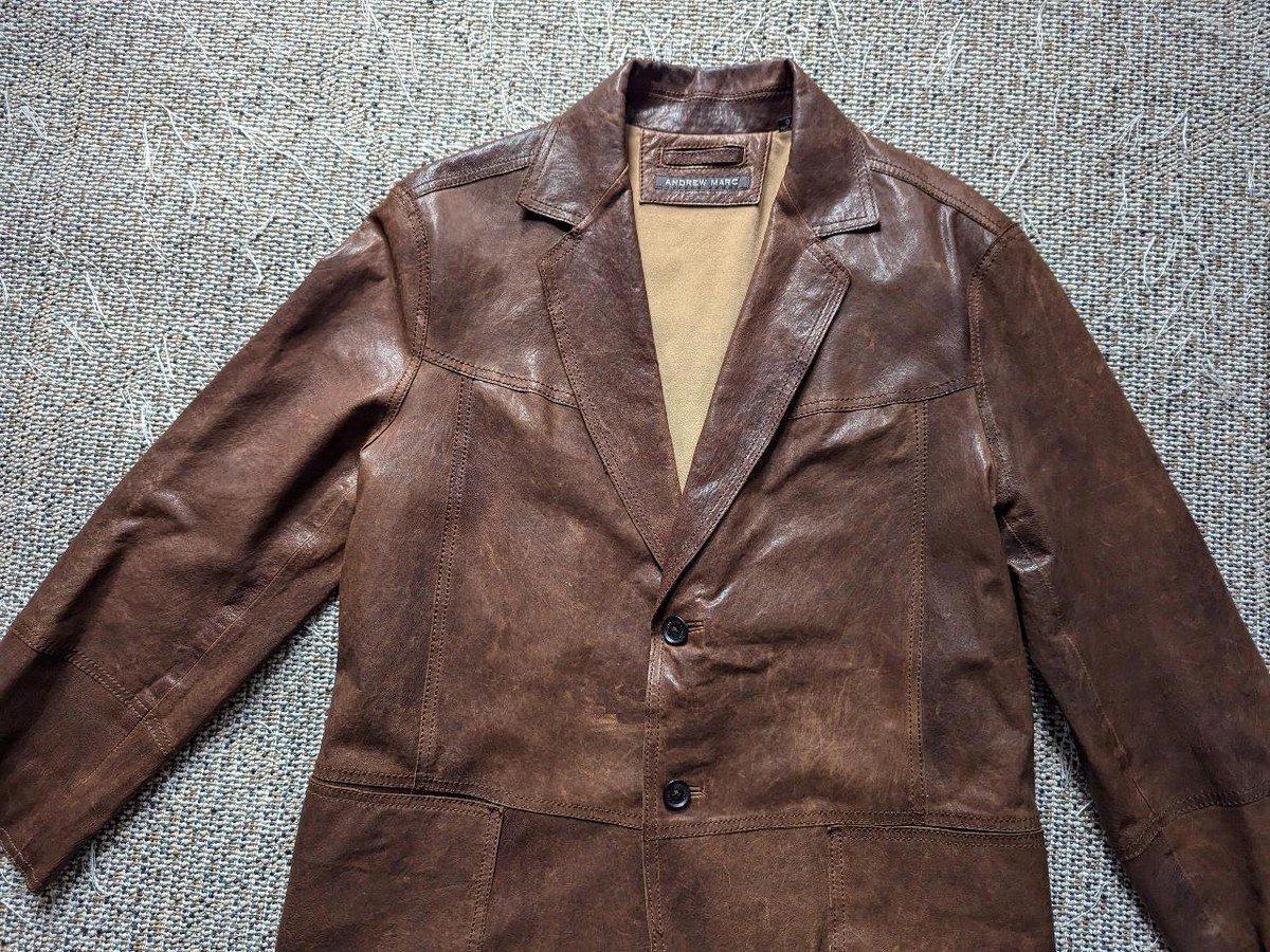 vintage 1990s leather blazer PATINA broke-in 42 brown MAD MAX