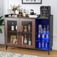 Wine Bar Cabinet with Led Light Home Kitchen Buffet Sideboard Liquor Cabinet