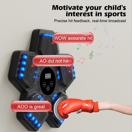 Music Boxing Machine Wall Mounted w/Boxing Gloves LED Light Kids Christmas Gifts - Picture 15 of 22