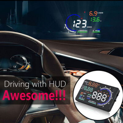 A8 Car HUD Head Up Display OBD II OBD2 Auto Gauge 5.5'' Dash Screen Projector