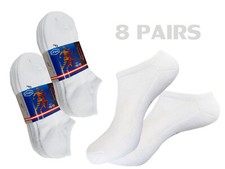 8pk SOFT COTTON SOCKS LOW ANKLE SOLID WHITE SOCKS CUSHIONED SIZE 10-13