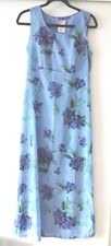 Vtg 90's Cute Expressions Size 10 Blue Floral Print Long Dress Sleeveless Poly