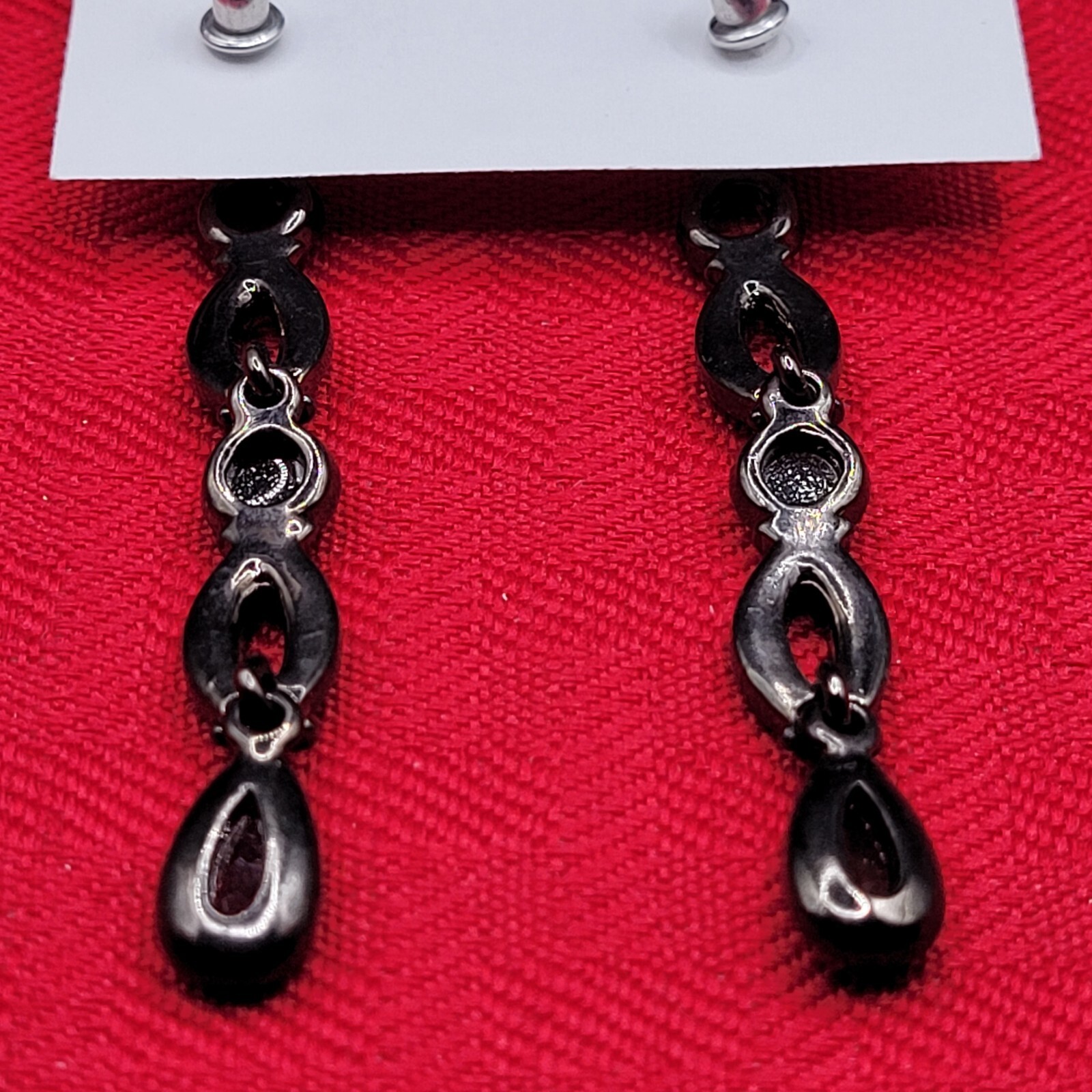 Long Linear Articulated Post Dangle Earrings Face… - image 9