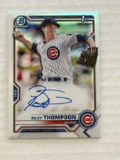 Riley Thompson 2021 1st Bowman Chrome Prospect Refractor Auto Chicago Cubs /499