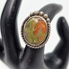 Vintage Old Sterling Silver Turquoise Native American Ring Size 6
