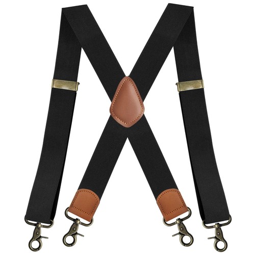 Bretelle Vintage Uomo Resistenti 4 Ganci a Scatto per Cintura Regolabile X Schienale Nuove - Foto 18 di 28