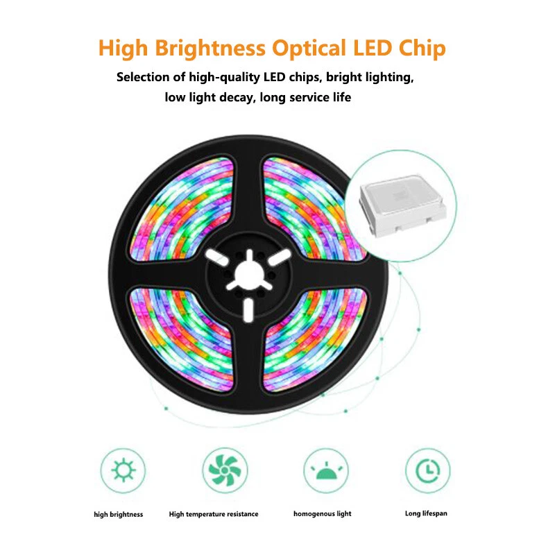 Battery Power LED Strip Lights 2835 RGB TV Backlight Lighting Remote Control - Image 4 of 4