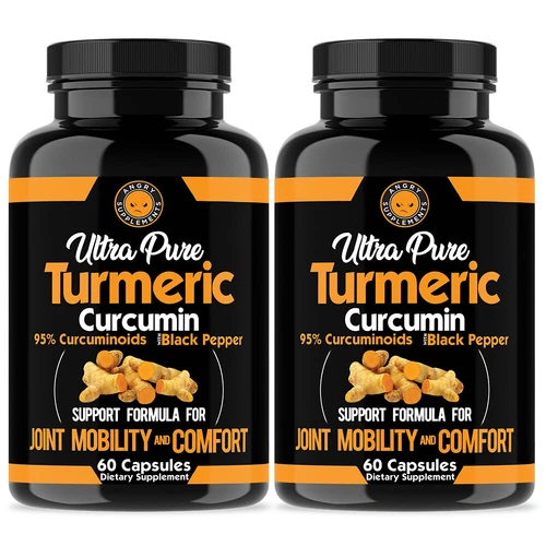 Angry Supplements Ultra Pure Turmeric Curcumin 95% w  Black Pepper  Health 2PK