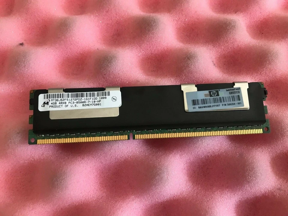 HP/ Micron 4GB 4Rx8 PC3-8500R-7-10-HP Server Memory DDR3 ECC 500204-061 (INC VAT - Image 1 of 1