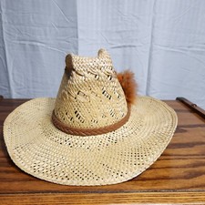 Vtg Resistol 6 3/4 Natural Straw Cowboy Hat Cimarron Leather Band w Tags USA
