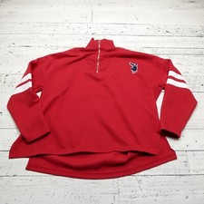 Playboy Missguided Sweatshirt Size 4 Red Fleece Oversized Embroidered 1/4 Zip